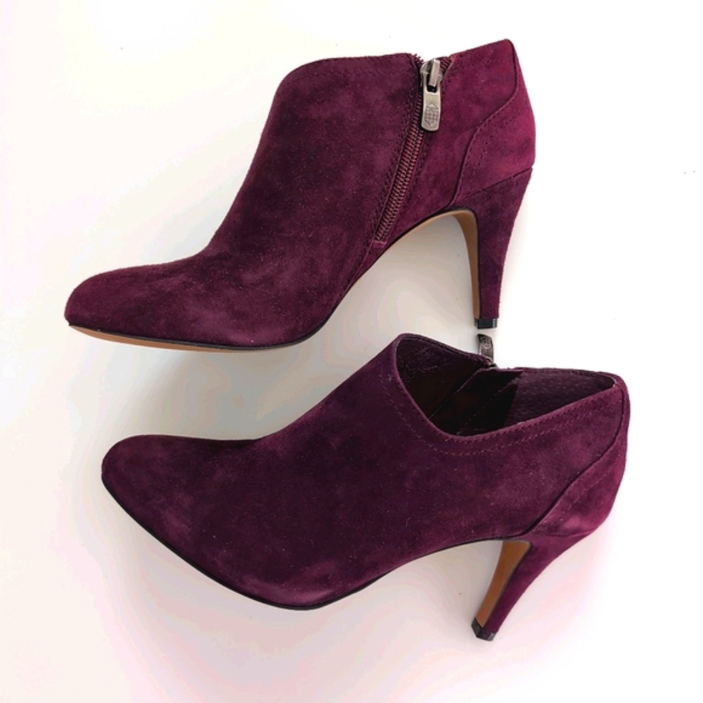 Vince Camuto Leather Suede Booties in Burgundy Plum Purple